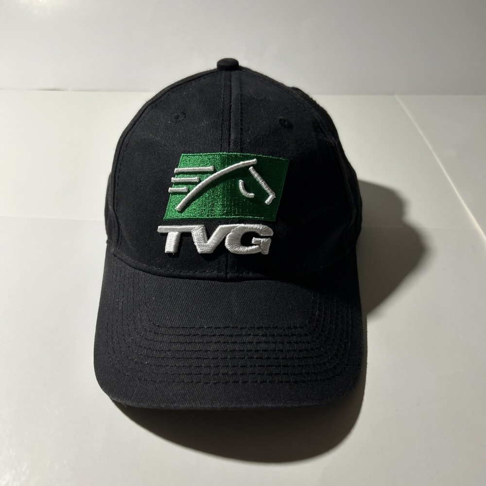TVG Horse Racing Hat Black Strapback Embroidered Logo Cap The Game